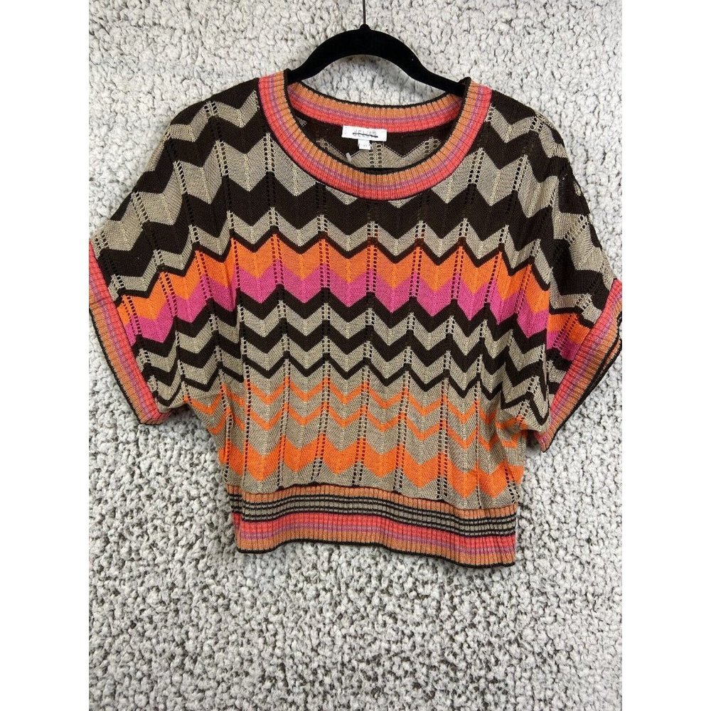 dELIA*s multicolor short wide sleeve made USA cropped tight knit sweater  XL